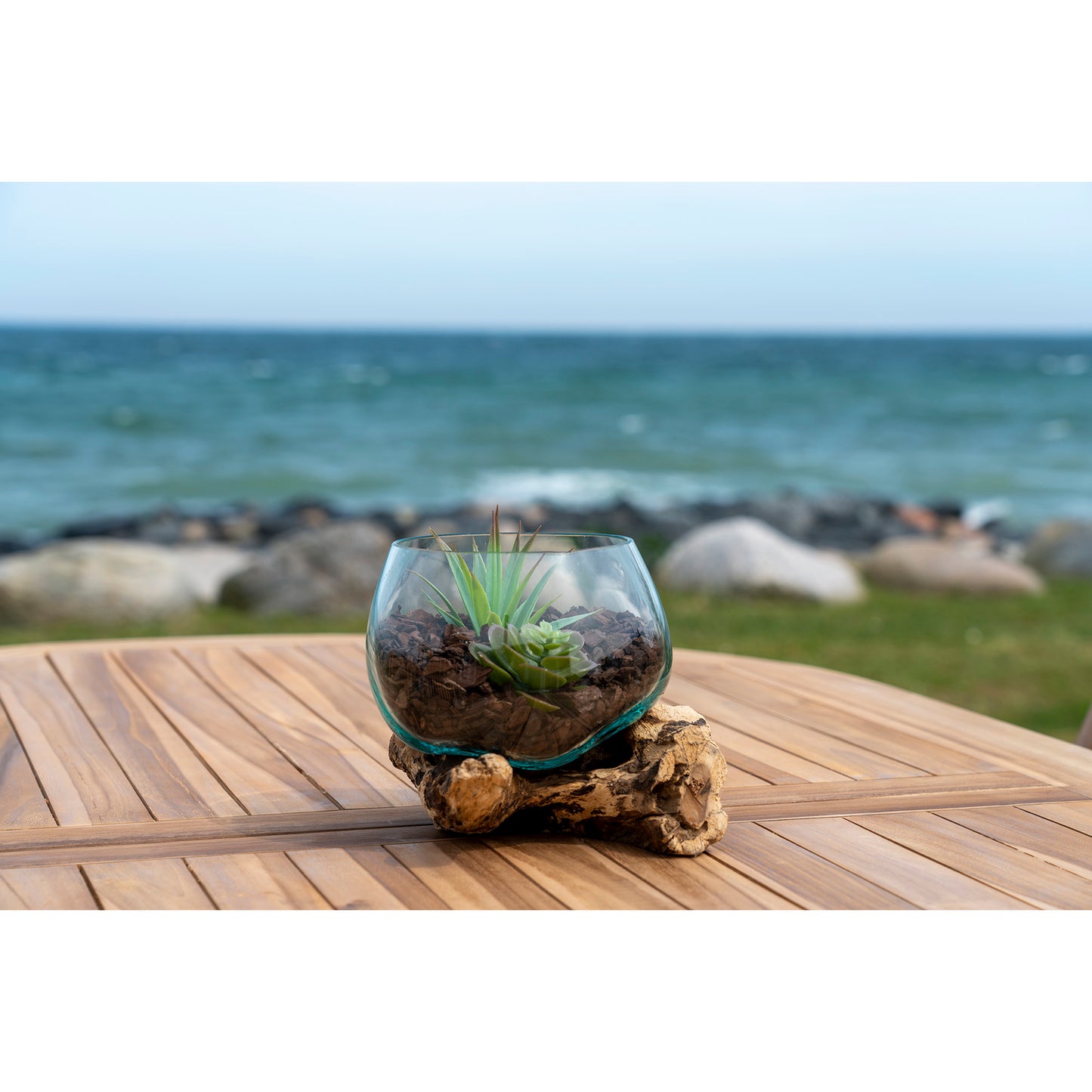 San Marino Waterdrop - Vanddråbe i glas med træfod Ø15xH15 cm