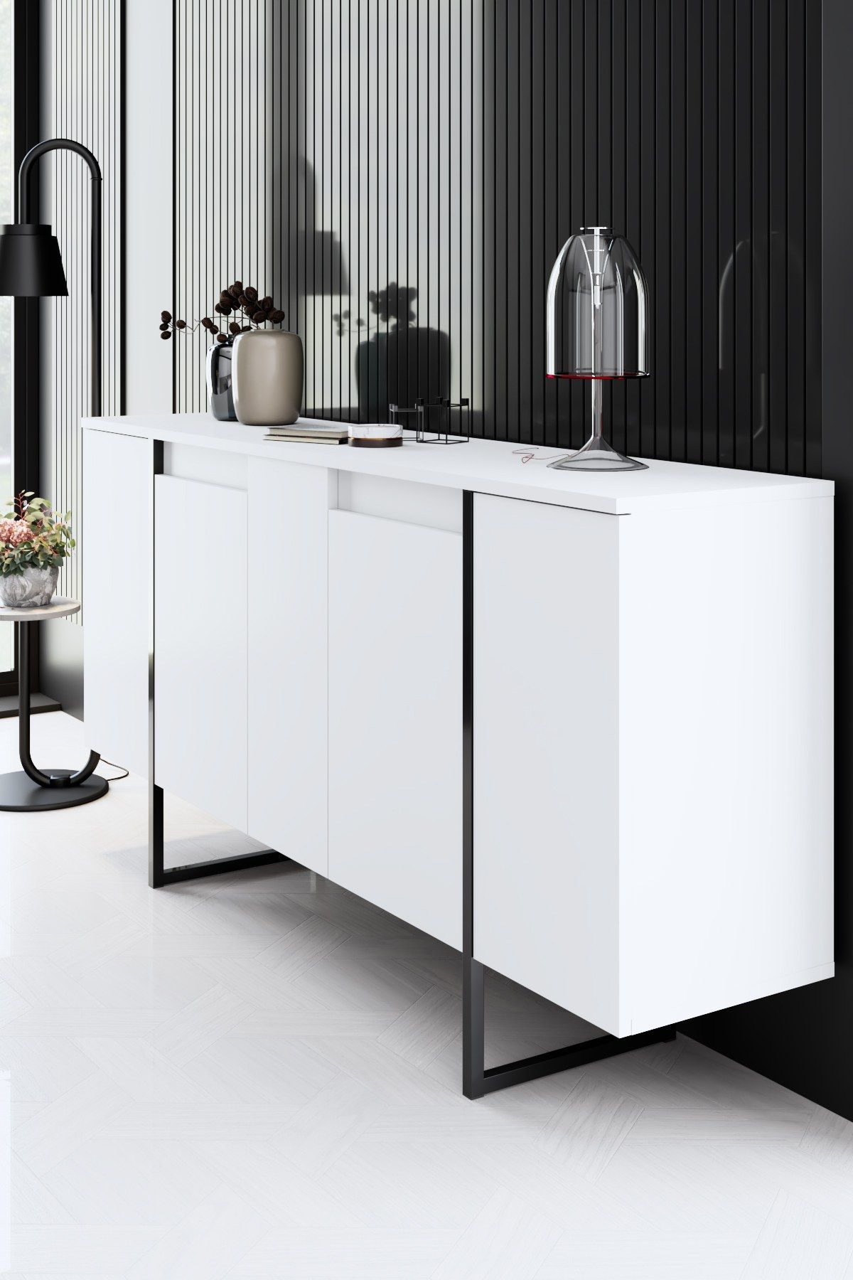 Luxe - Hvid, Sort Stue møbel sæt Hvid sort