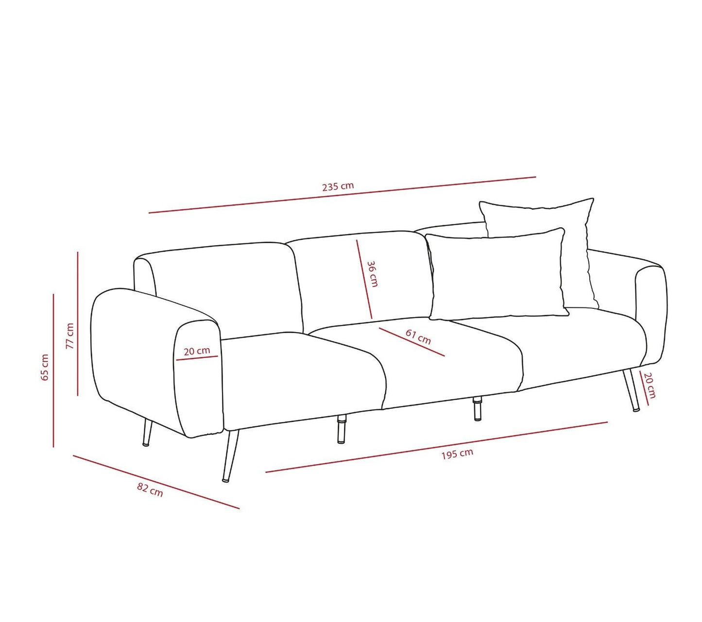 Side - Creme 3-sæders sofa Creme