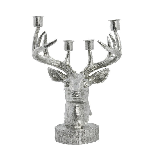 Serafina lysestage hjort H31cm sølv