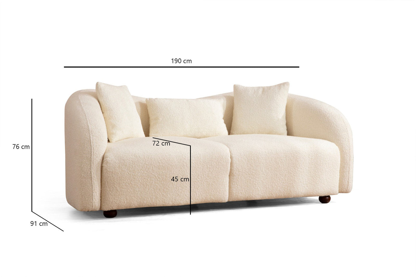 Venedik - 2-sæders sofa, Creme