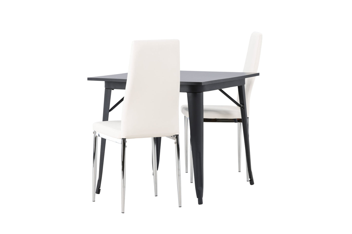 Tempe spisebord - sort / sort MDF +Pastill spisestol - sølv / hvid pu _2