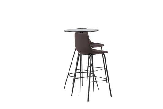 Bistro Bar Table φ60 - Sort / MDF med finer +Alexi Bar Chair - Matte sort / mørkebrun pu _2