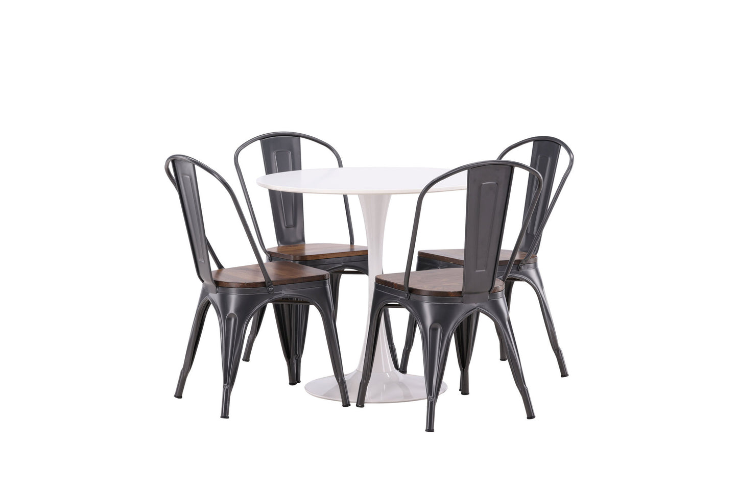 Hamden spisebord - hvid MDF+Tempe spisestol - mørkegrå / mørkebrun MDF_4