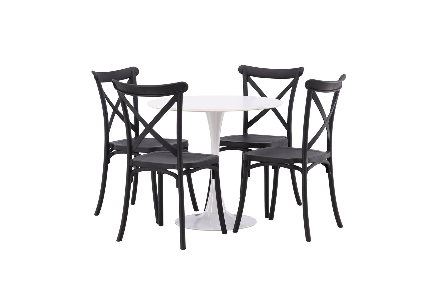 Hamden spisebord - hvid MDF+crosett spisestol - mat sort / mat sort plastik_4