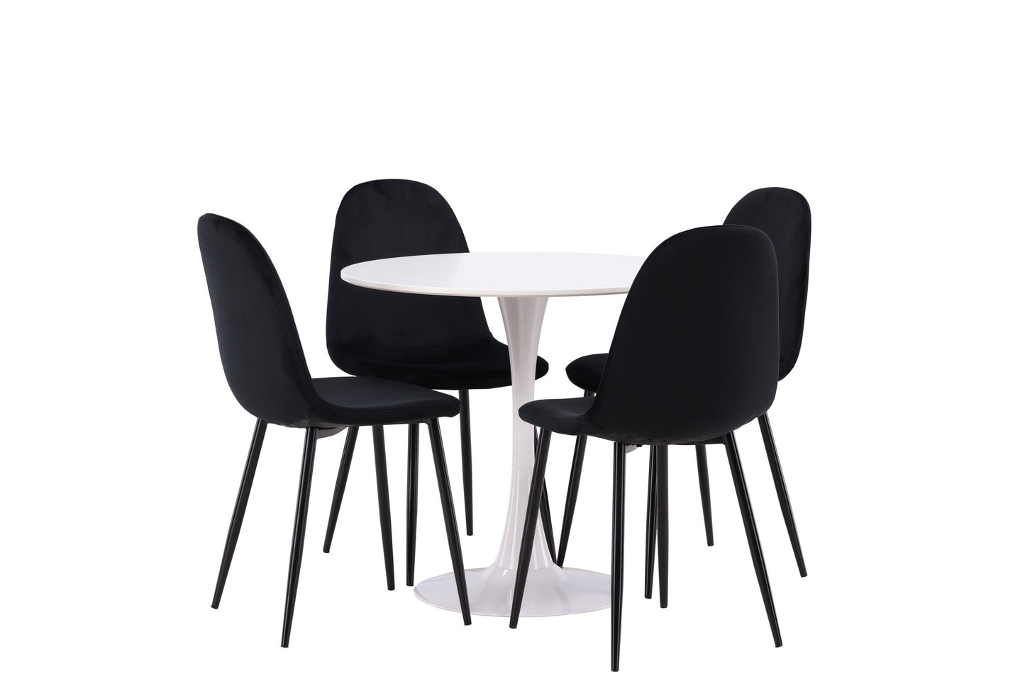 Hamden spisebord - hvid MDF+polær spisestol - sorte ben / sort fløjl_4