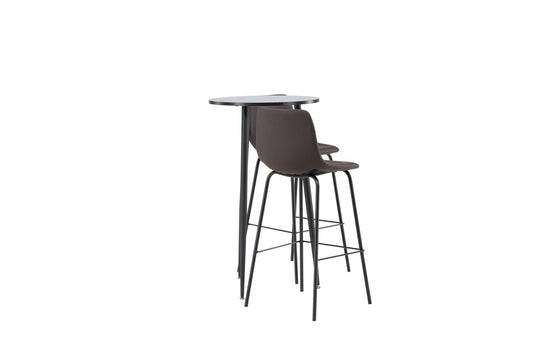 Plaza Bar Table - Black / Black MDF +Alexi Bar Chair - Matte sort / mørkebrun pu _2