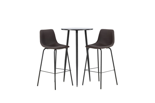 Plaza Bar Table - Black / Black MDF +Alexi Bar Chair - Matte sort / mørkebrun pu _2