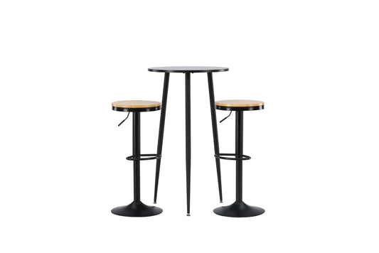 Plaza Bar Table - Black / Black MDF +Conway Bar Chair - Black / Oaklook MDF _2