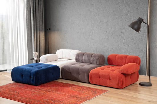 Doblo 3 Seater with Pouffe ( L1-O1-1R-Pouffe) - Multicolor - Corner Sofa