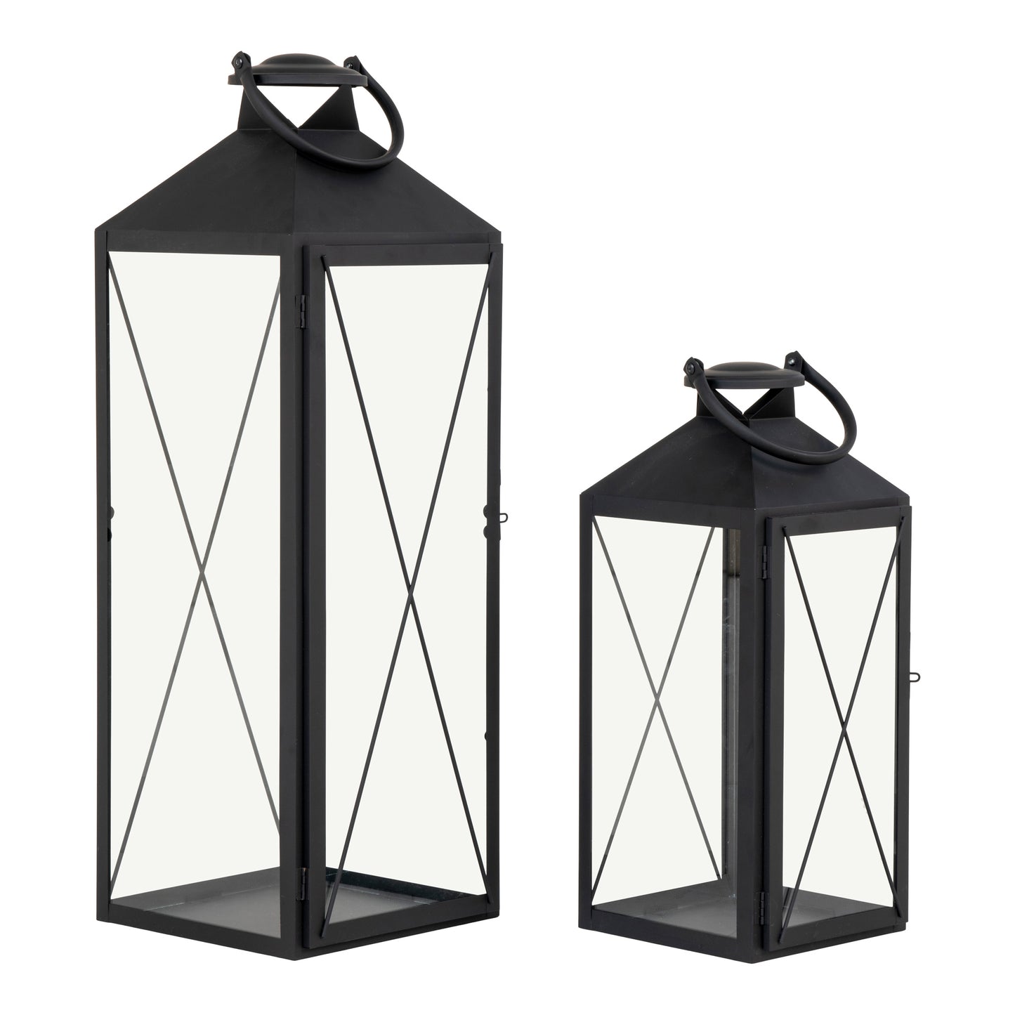 Casa Lanterne, sæt af 2 - Lanterne i stål og glas, sort, sæt af 2