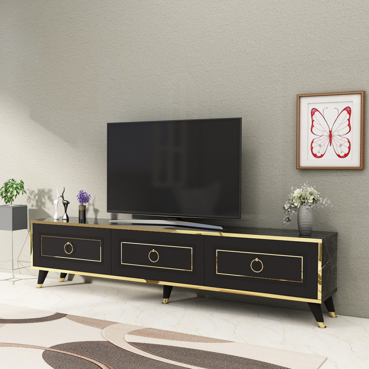 Sona - Sort, Guld - TV Stand