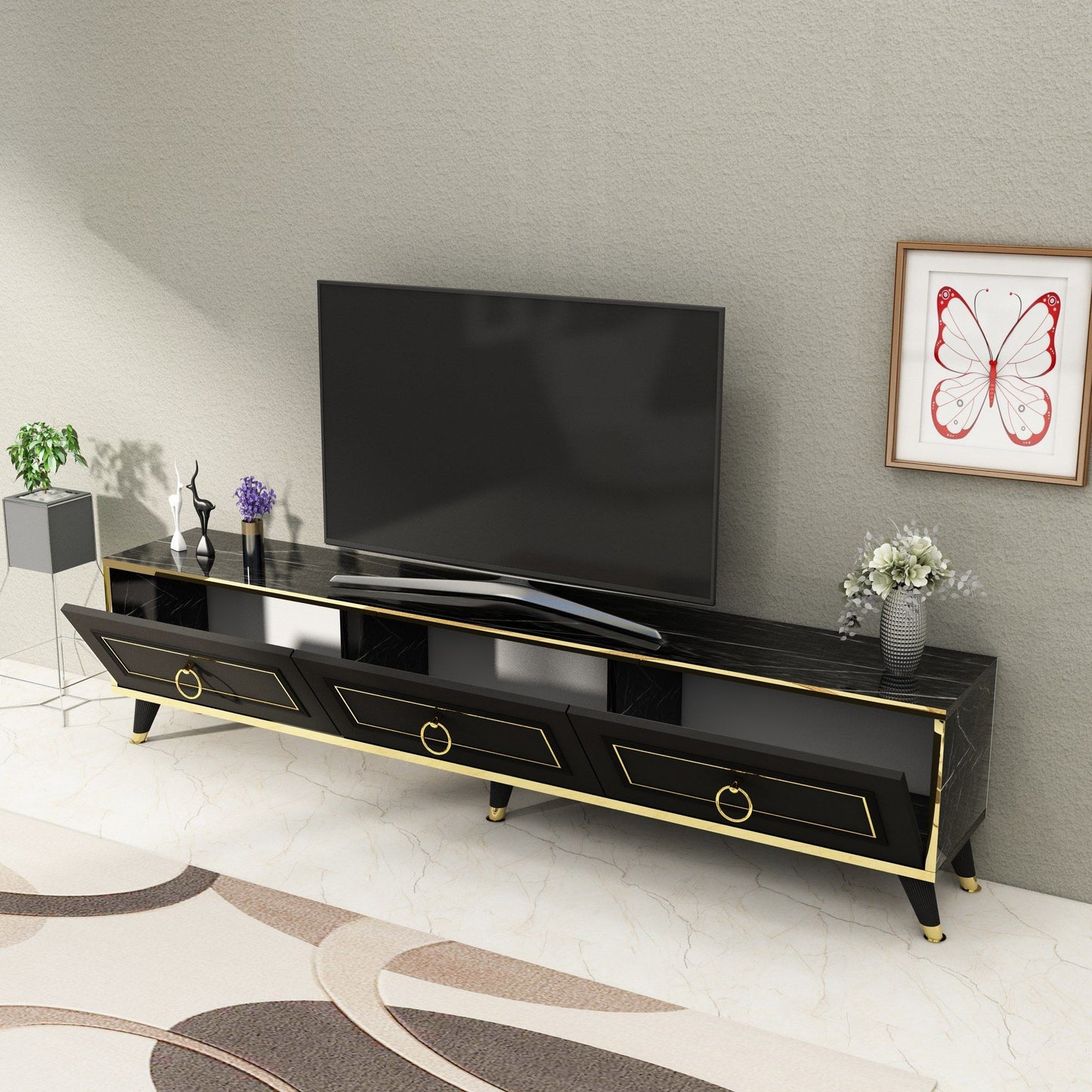 Sona - Sort, Guld - TV Stand