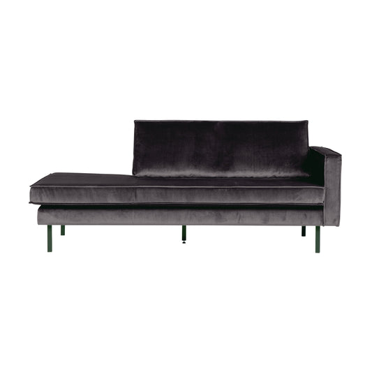 BEPUREHOME | Rodeo - Daybed, rechts, Velours Anthrazit