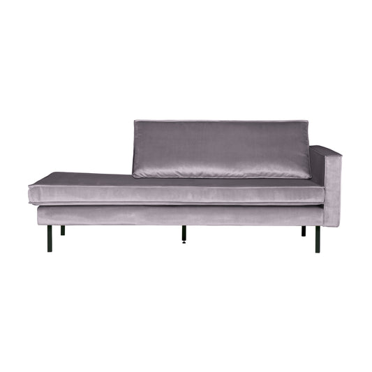 BEPUREHOME | Rodeo - Daybed, rechts, Velours hellgrau