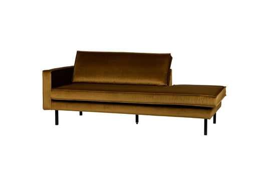 BEPUREHOME | Rodeo - Daybed, links, Velours honiggelb