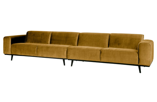 BEPUREHOME | Statement XL - 4-Personen-Sofa, 372 cm Velours honiggelb