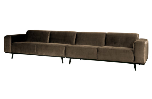 BEPUREHOME | Statement XL - 4-Sitzer-Sofa, 372 cm Velour Taupe
