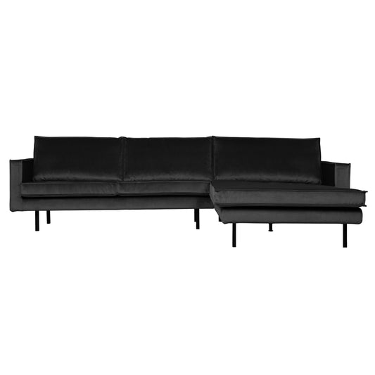 BEPUREHOME | Rodeo - Chaiselongue, rechts, Velours Anthrazit