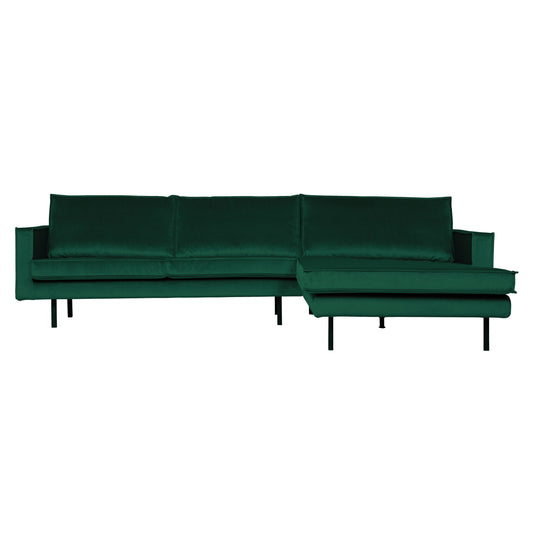 BEPUREHOME | Rodeo - Chaiselongue, Rechts, Velour Green Forest