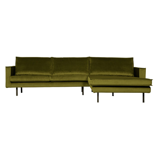 BEPUREHOME | Rodeo - Chaiselongue, Rechts, Velours Oliv
