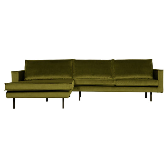 BEPUREHOME | Rodeo - Chaiselongue, Links, Velours Oliv
