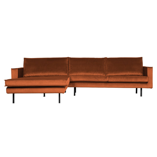 BEPUREHOME | Rodeo - Chaiselongue, Links, Velours Rost