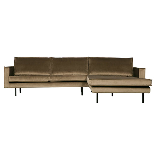 BEPUREHOME | Rodeo - Chaiselongue, Rechts, Velours Taupe