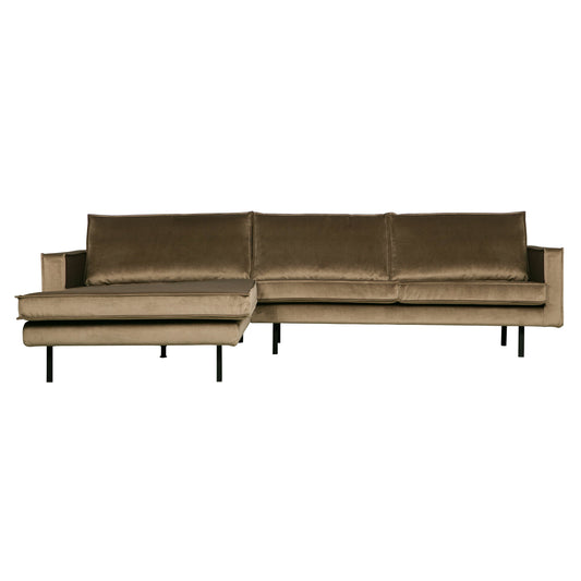 BEPUREHOME | Rodeo - Chaiselongue, Links, Velour Taupe
