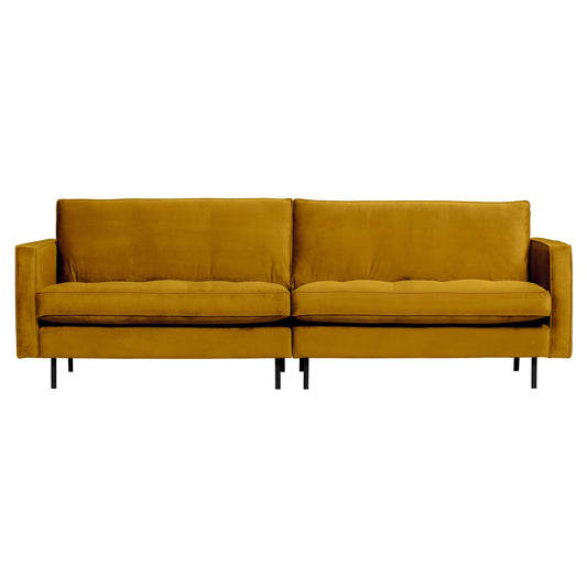 BEPUREHOME | Rodeo Classic Sofa - 3-Sitzer Sofa, Velour Ocker