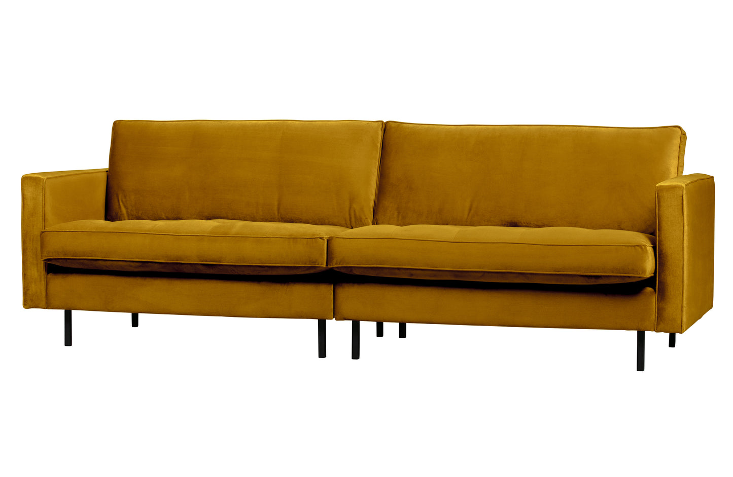 BEPUREHOME | Rodeo Classic Sofa - 3-Sitzer Sofa, Velour Ocker