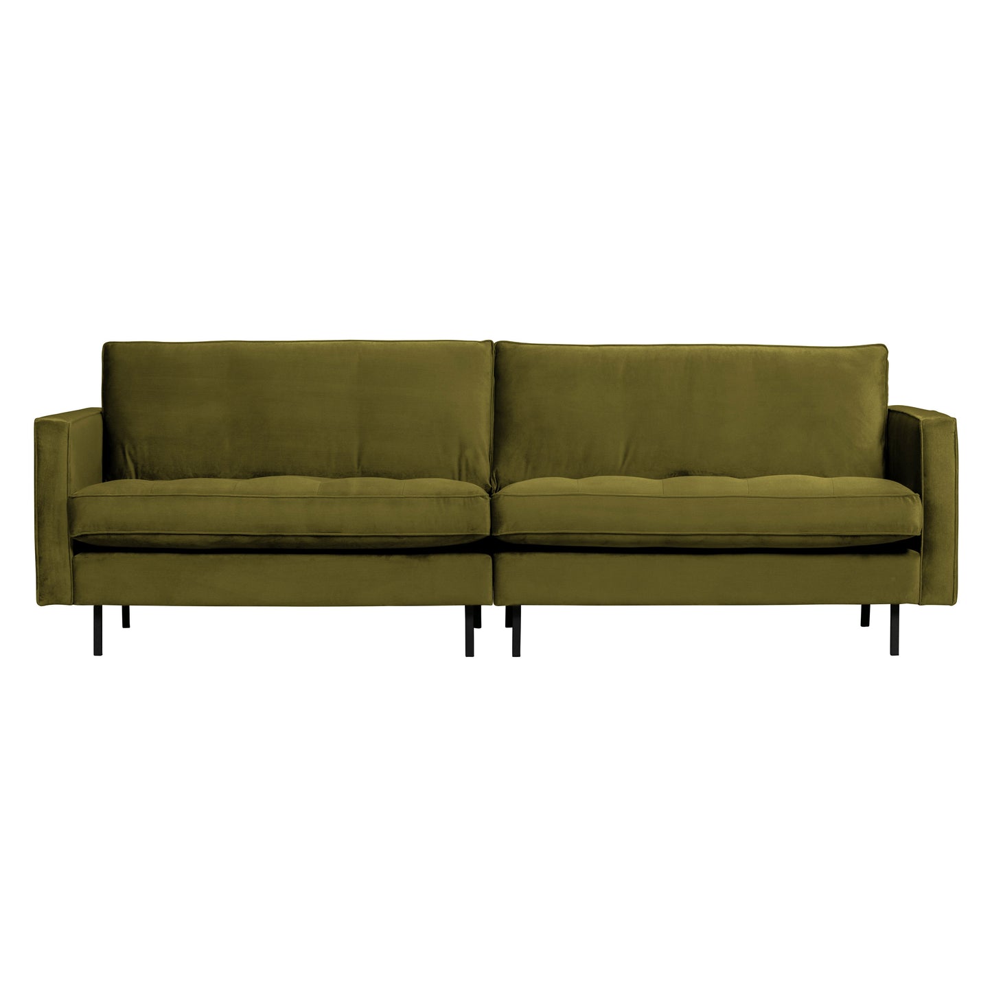 BEPUREHOME | Rodeo Classic Sofa - 3-Sitzer-Sofa, Velours Olive