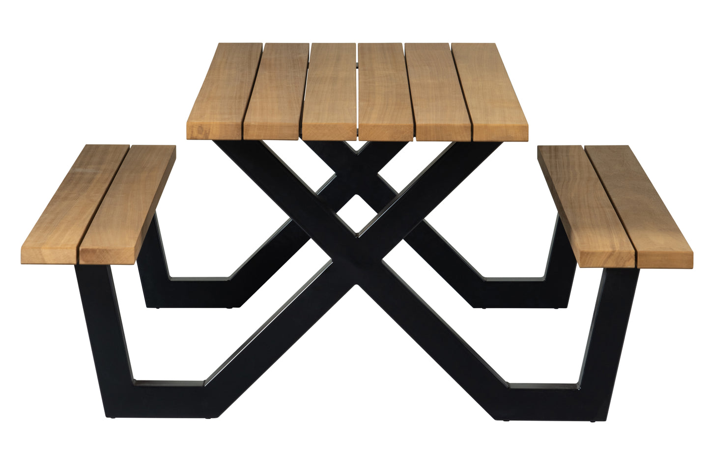 HOLZ | Tablo Picknick im Freien – Esstisch, Holz mit X-Bein Metall [fsc]