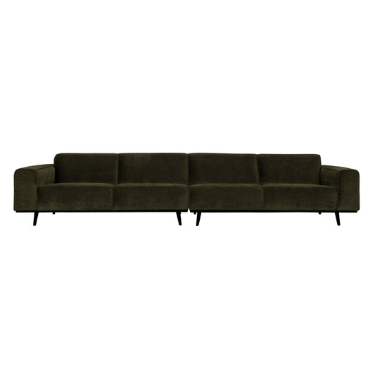 BEPUREHOME | Statement XL – 4-Personen-Sofa, 372 cm Flat Rib Warm Green