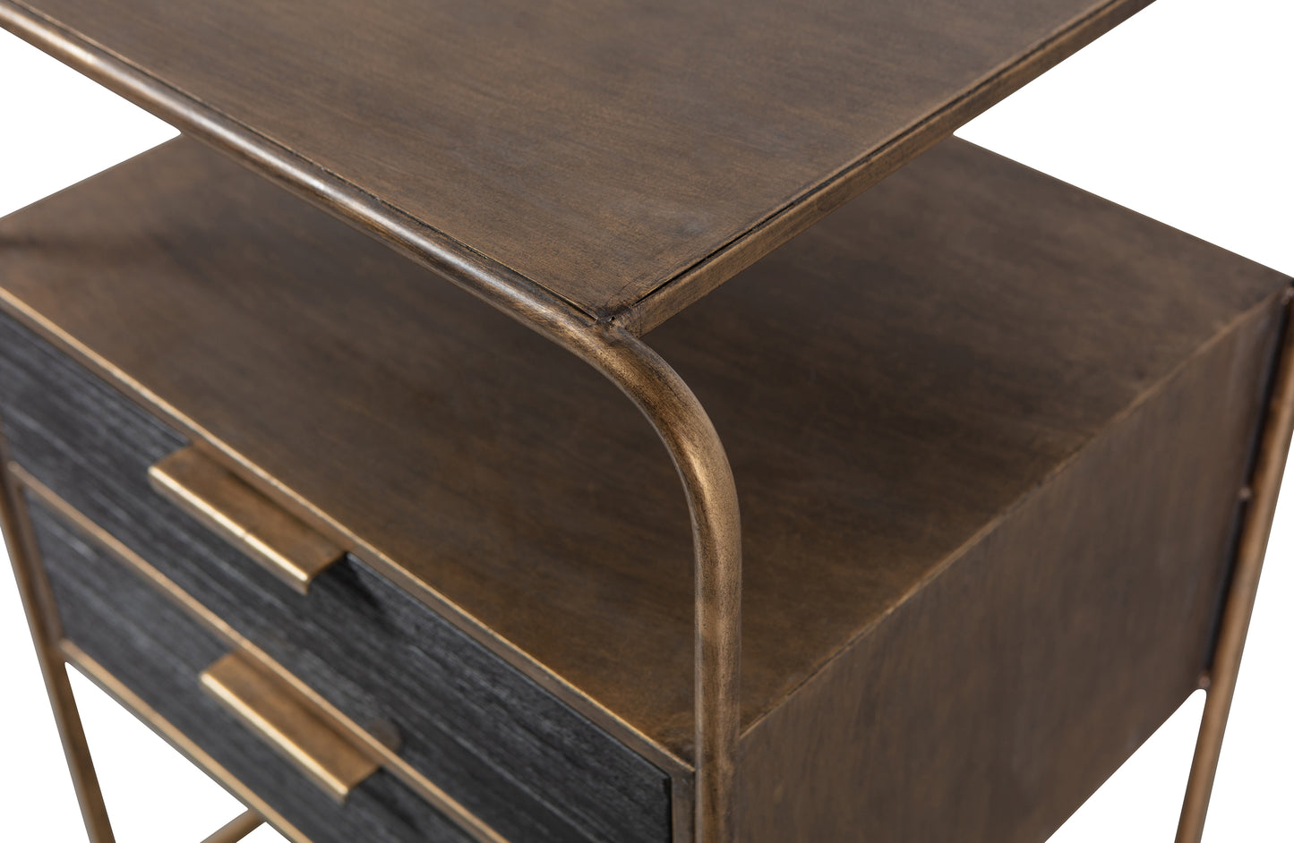 BEPUREHOME | Polite - Nachttisch, Metall/Holz Antikmessing