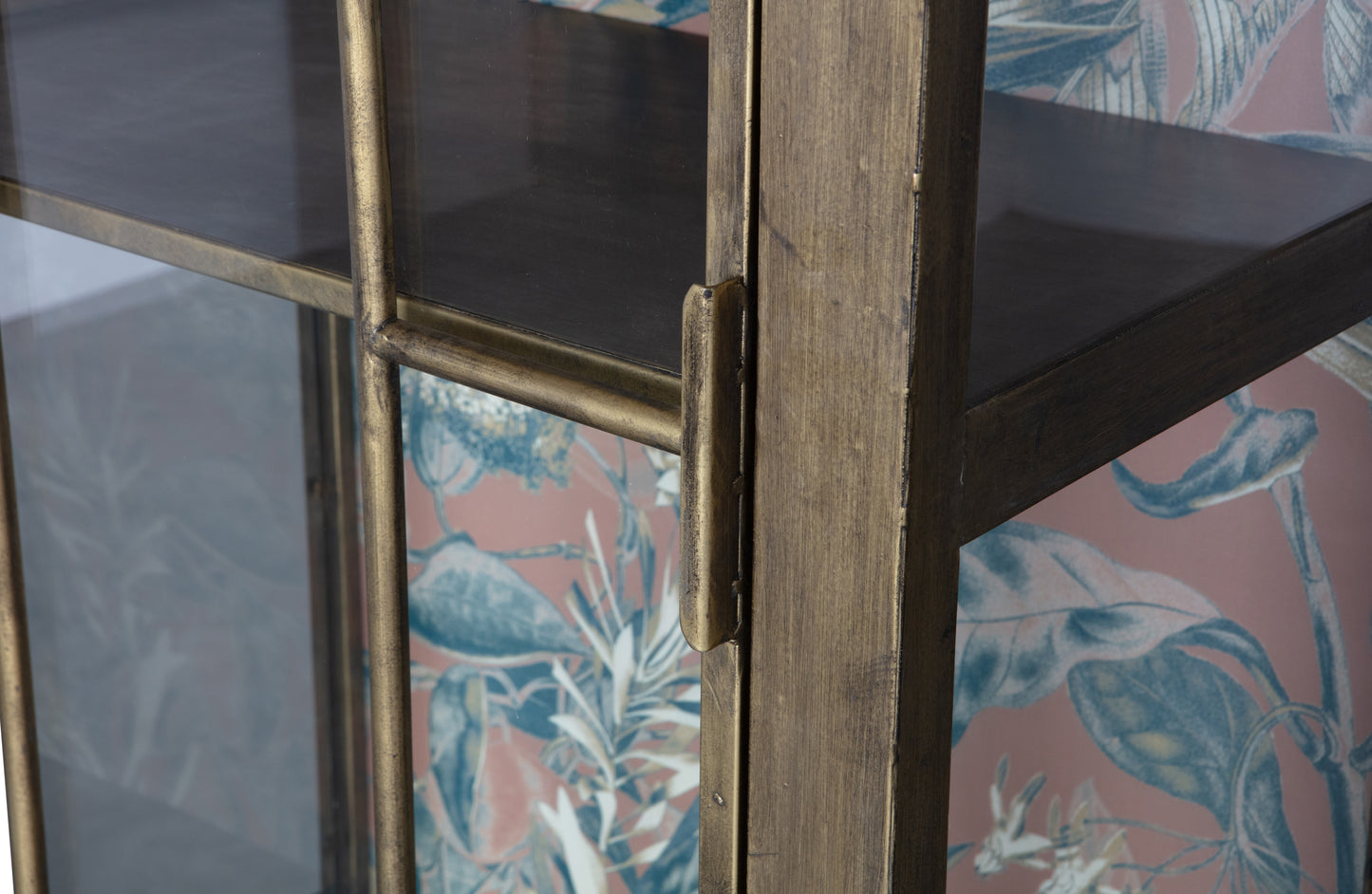 BEPUREHOME | Blumenstrauß Glastür mit Aufdruck - Schrank, Metall Antik Messing