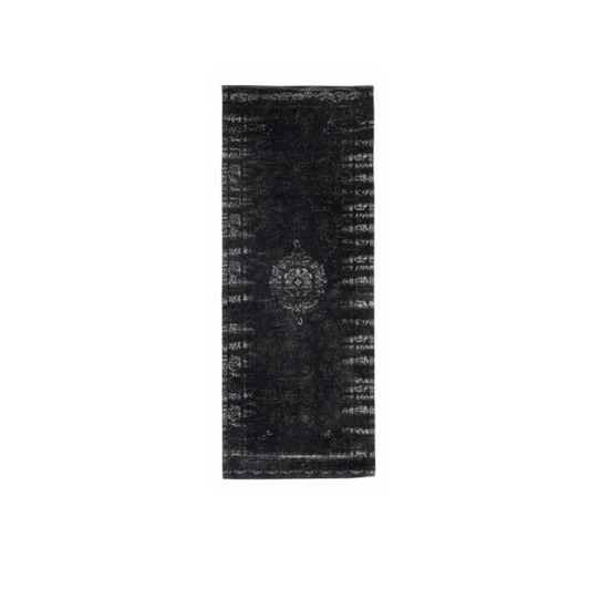 Grand gewebt Baumwollteppich - 75x200 - dunkelgrau / schwarz