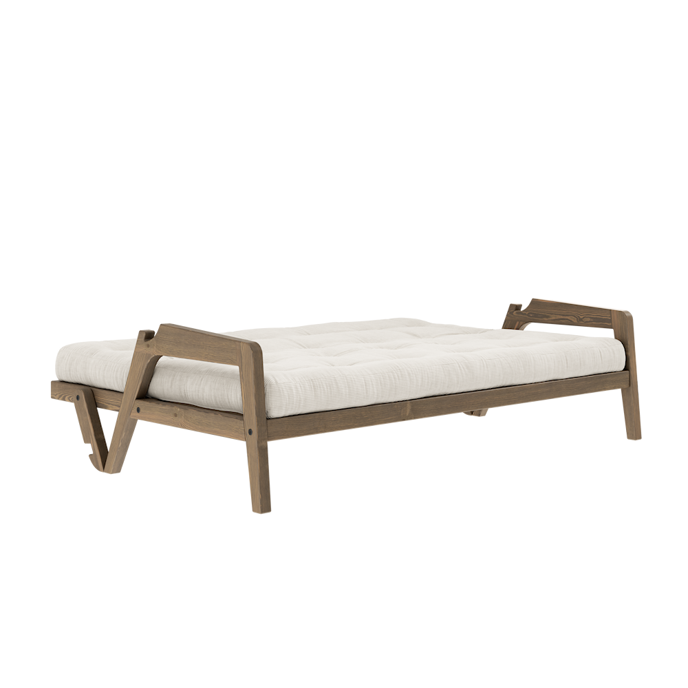 GRAB CAROB BROWN LACQUERED W. 5-LAYER MIXED MATTRESS IVORY-1