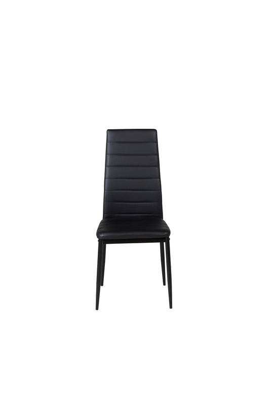 Venture-Design | Schmaler Esszimmerstuhl mit hoher Rückenlehne – schwarze Beine – schwarzes PU