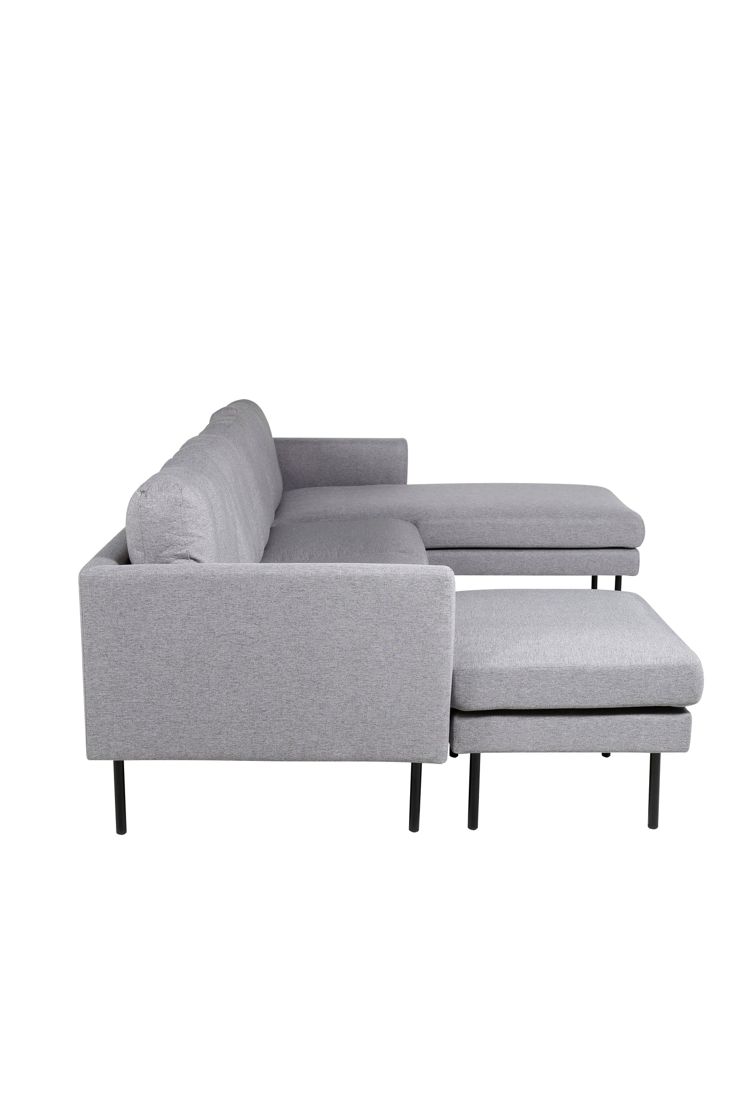 Venture-Design | Zoom U-Sofa - Schwarz / Stahlgrauer Stoff
