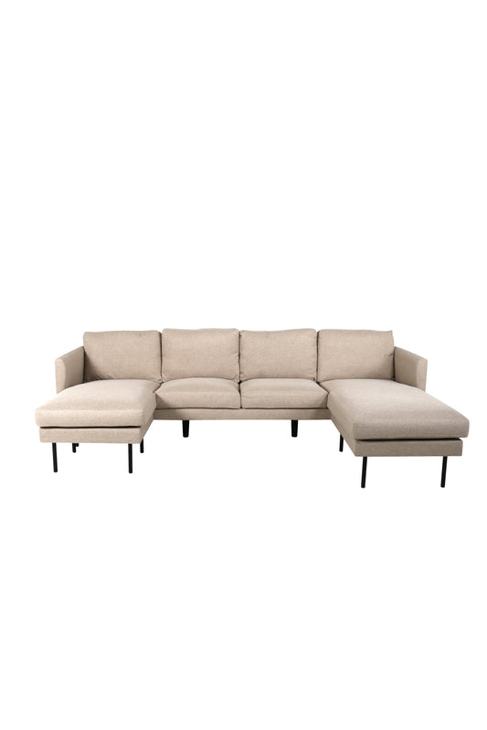Venture-Design | Zoom U-Sofa - Schwarz / Brauner Stoff