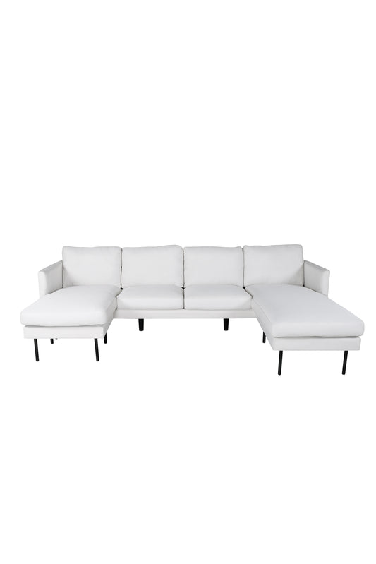 Venture-Design | Zoom U-Sofa - Schwarz / Hellbeiger Stoff