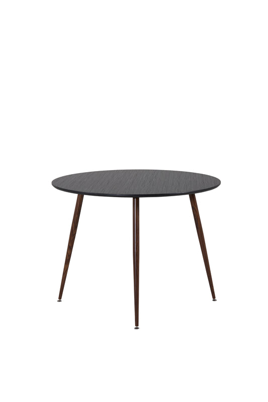 Venture-Design | Plaza - Runder Tisch 100 cm - Schwarze Platte - Nussbaumbeine