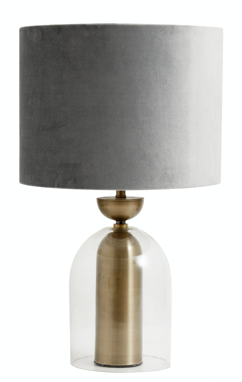 Lampenfuß in klarem Glas und goldenem Metall - H39 cm