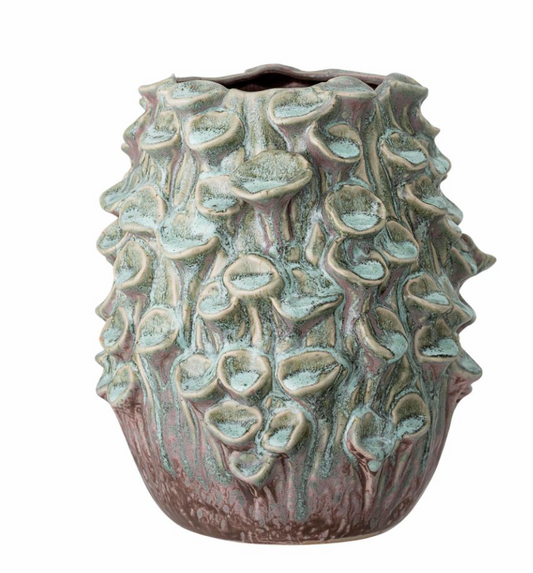 Vase, grün, Steinzeug