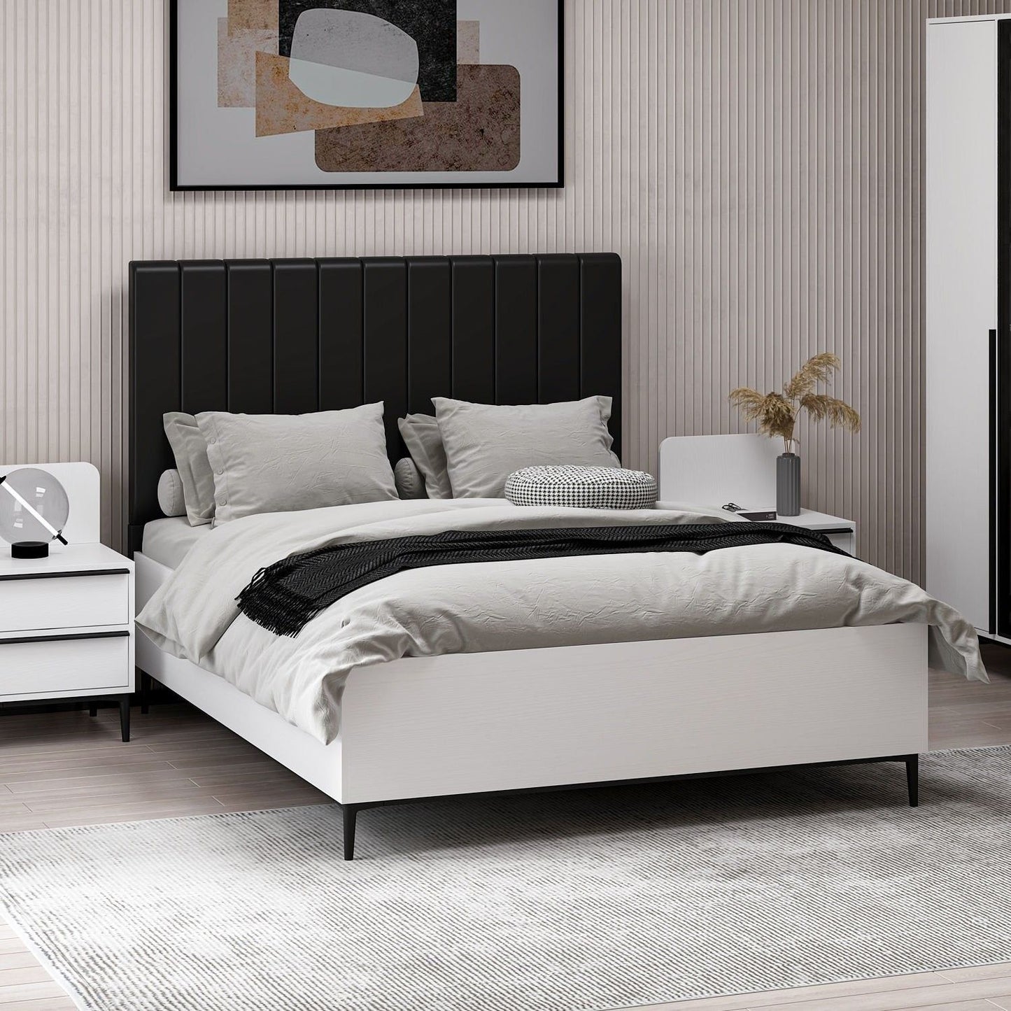 Elevate 160 x 200 - White - Double Bed Base & Headboard