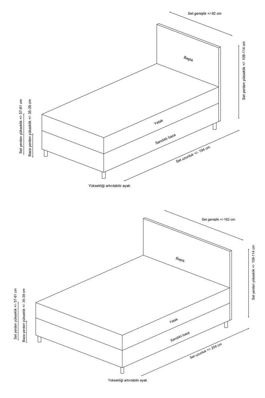 Safir 140 x 200 - Brown - Double Bed Base & Headboard
