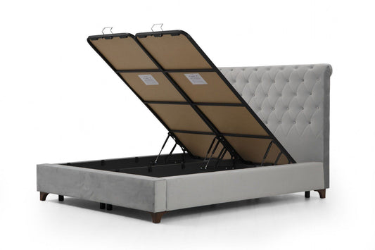 Deluxe 150 x 200 - Grey - Double Bed Base & Headboard