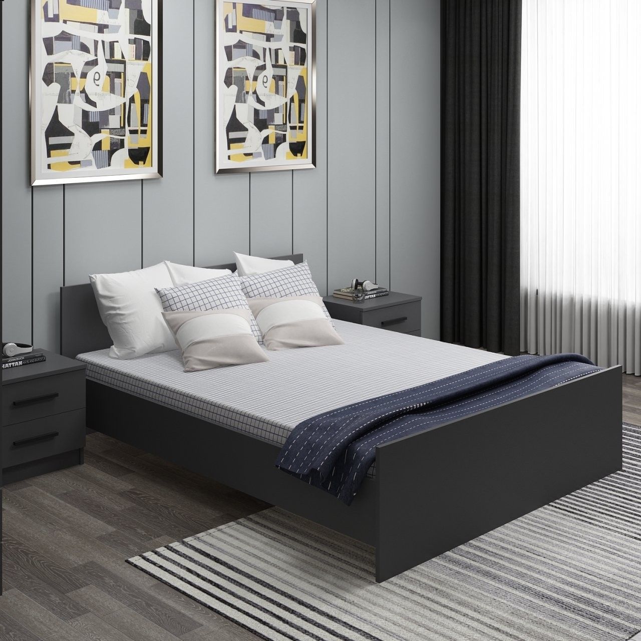 Kale Bedstead 160 x 200 - Anthracite - Double Bedstead