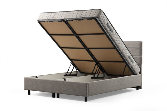 Motya 150 x 200 - Light Grey - Double Bed Base & Headboard